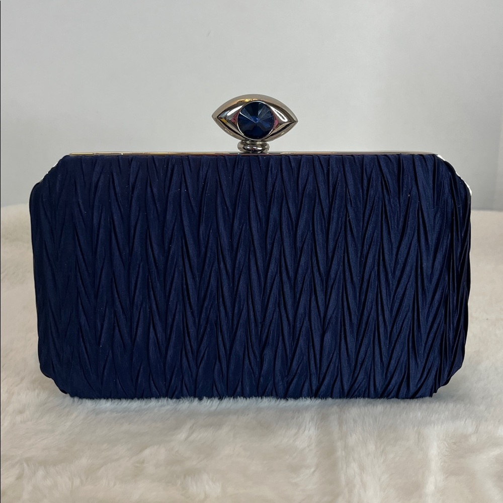 Peptone Elegant Blue Clutch with Silver Chain